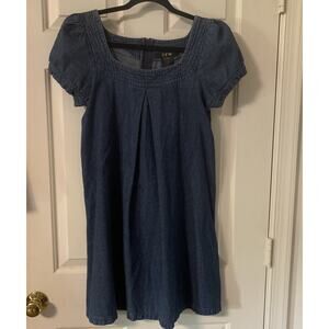 Vintage JFW Dress Jean Chambray Blue Puff Sleeve size 7/8 90s